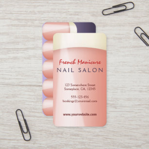 Rounded French Manicure Nail Salon Business Cards