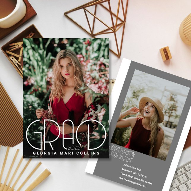 Rounded Grad Headline Graduation Invitation (Creator Uploaded)