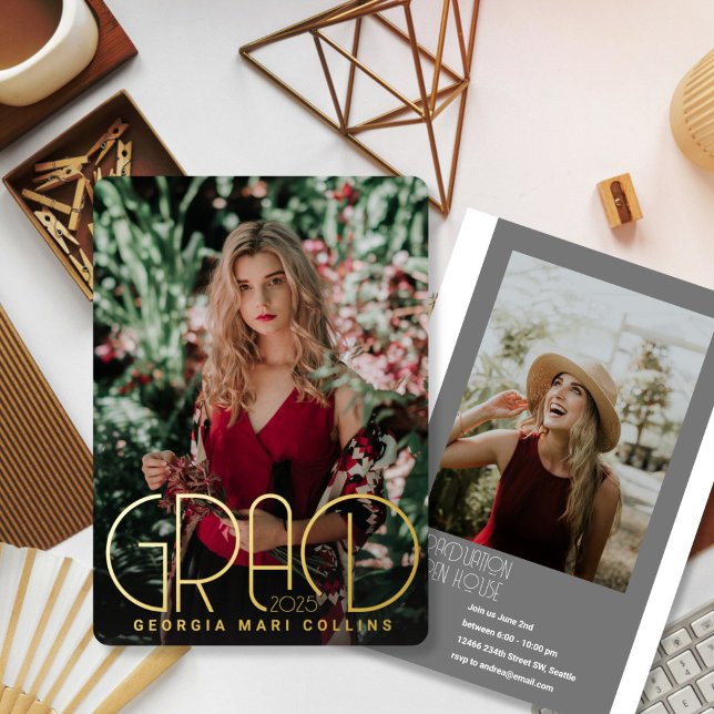 Rounded Grad Headline Graduation Invitation (Creator Uploaded)