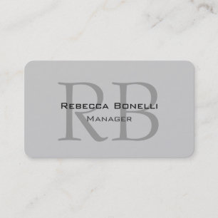Rounded Grey Monogram Manager Business Card