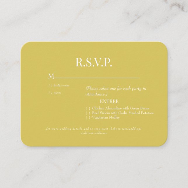Rounded Island Citrus Dinner Options Wedding Enclosure Card (Front)