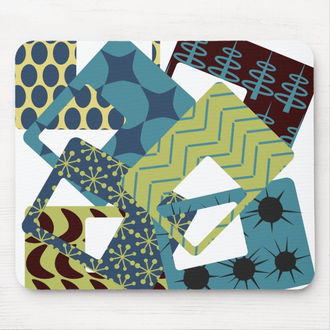 Rounded Mid-Century Modern Rectangles  Mouse Mat (Front)