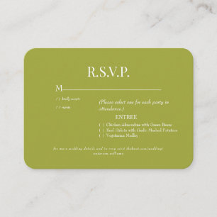 Rounded Olive Dinner Options Wedding Enclosure Card