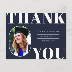 Rounded Photo Frame Graduation Thank You Postcard