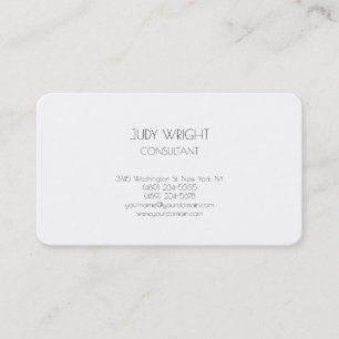 Rounded Plain Simple White Attractive Stylish Business Card