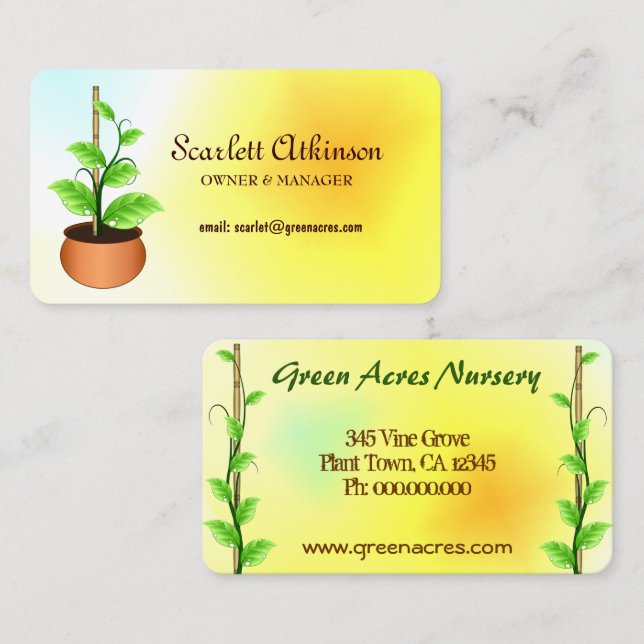 Rounded Plant Nursery Business Cards Template (Front/Back)
