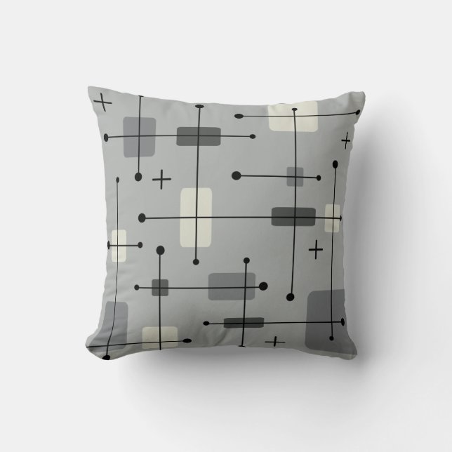 Rounded Rectangles Squares Grey Cushion (Front)