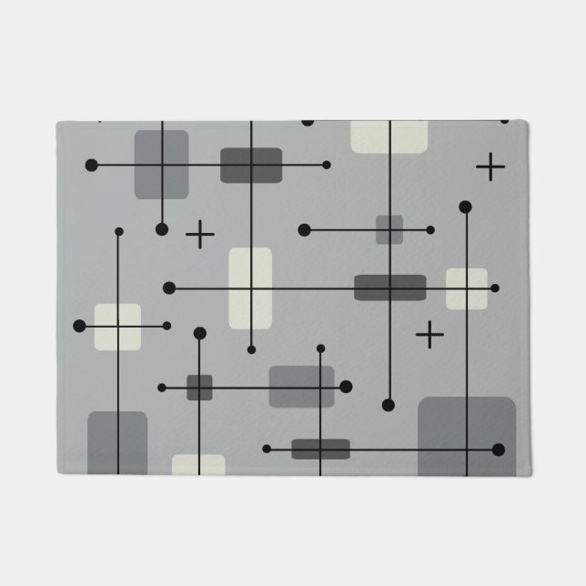Rounded Rectangles Squares Grey Doormat (Front)