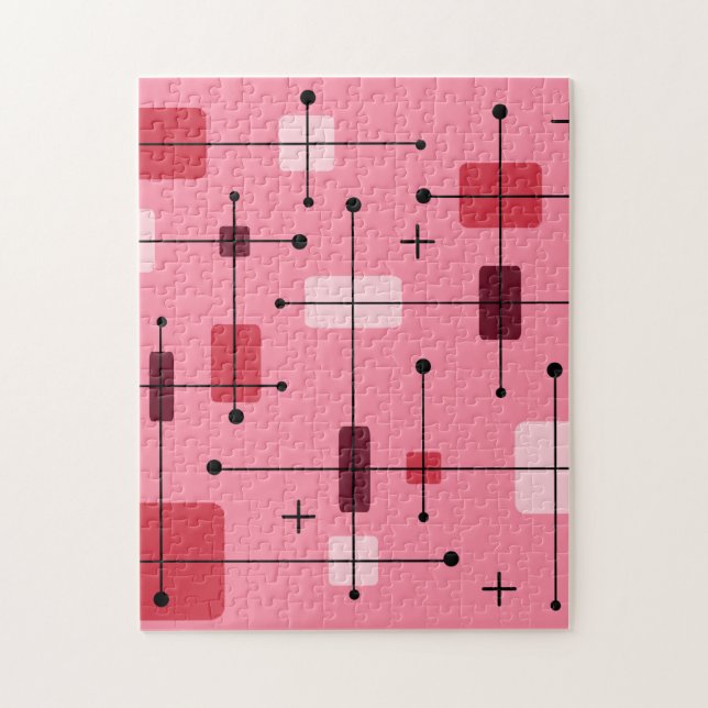 Rounded Rectangles Squares Pink Jigsaw Puzzle (Vertical)