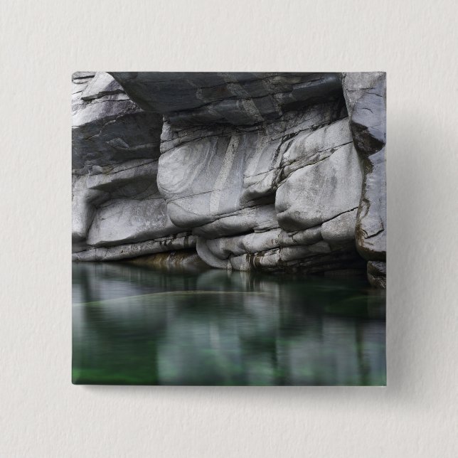 Rounded Rock Cliff by Verzasca River 15 Cm Square Badge (Front)