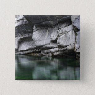 Rounded Rock Cliff by Verzasca River 15 Cm Square Badge