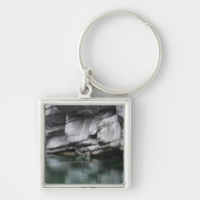 Rounded Rock Cliff by Verzasca River Key Ring (Front)