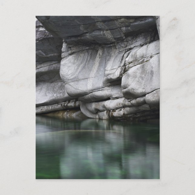 Rounded Rock Cliff by Verzasca River Postcard (Front)