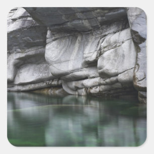 Rounded Rock Cliff by Verzasca River Square Sticker