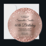Rounded Rose Gold Glitter Monogram 40th Birthday Invitation<br><div class="desc">A glamourous monogrammed 40th birthday with a rounded faux rose gold glitter design to fit the circle invitations. The fancy black and white calligraphy monogram on the backside can be customised or deleted. The design features a sparkly rose gold glitter against a coordinating faux shiny brushed metal foil graphic image....</div>