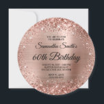 Rounded Rose Gold Glitter Monogram 60th Birthday Invitation<br><div class="desc">A glamourous monogrammed 60th birthday with a rounded faux rose gold glitter design to fit the circle invitations. The fancy black and white calligraphy monogram on the backside can be customised or deleted. The design features a sparkly rose gold glitter against a coordinating faux shiny brushed metal foil graphic image....</div>