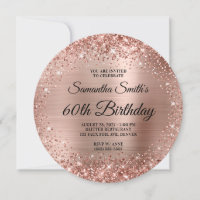 Rounded Rose Gold Glitter Monogram 60th Birthday