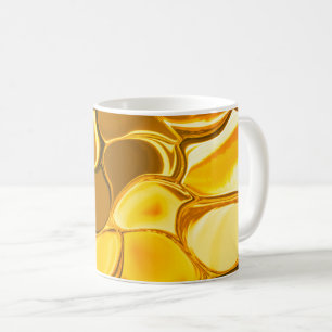 Rounded shapes in golden colour, glossy very gold? coffee mug
