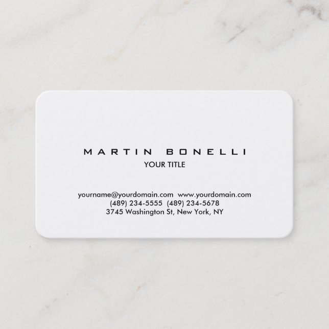 Rounded Simple Plain Professional Business Card (Front)
