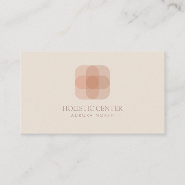 Rounded Square Healer Logo Custom Name Business Card (Front)