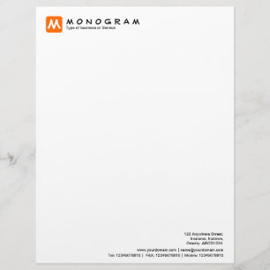 Rounded Square Monogram - Orange Letterhead Design