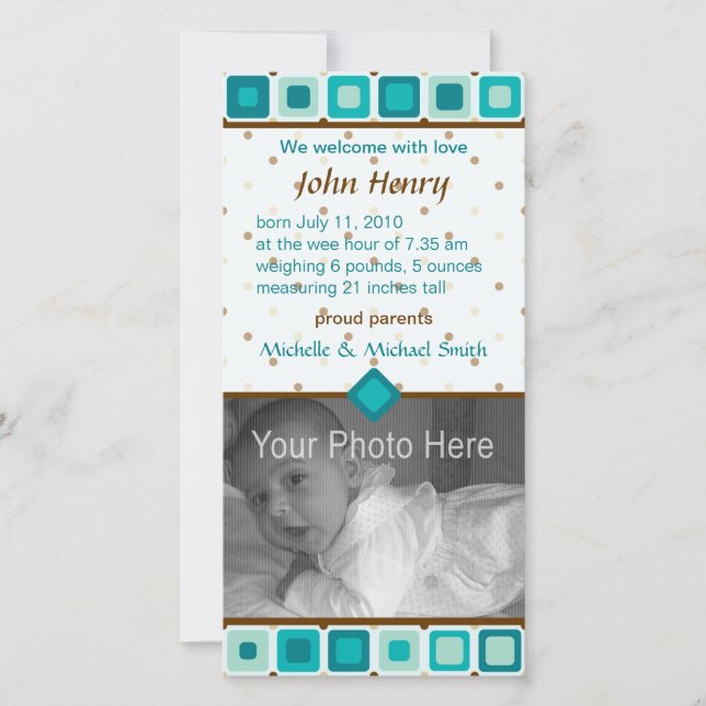 Rounded Squares Birth Announcement - Boy (Front)