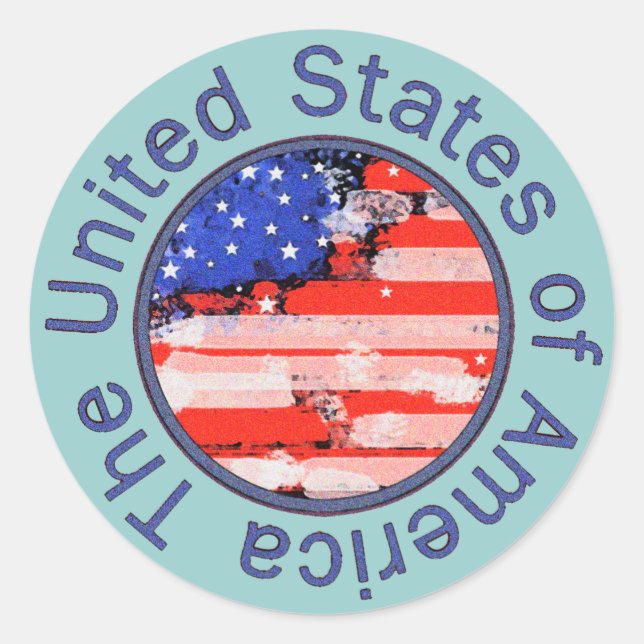 Rounded USA Flag Classic Round Sticker (Front)