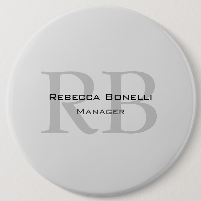 Rounded White Grey Monogram Manager 6 Cm Round Badge (Front)
