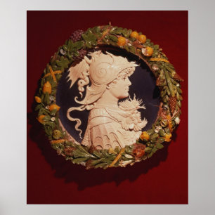 Roundel bearing a profile portrait poster