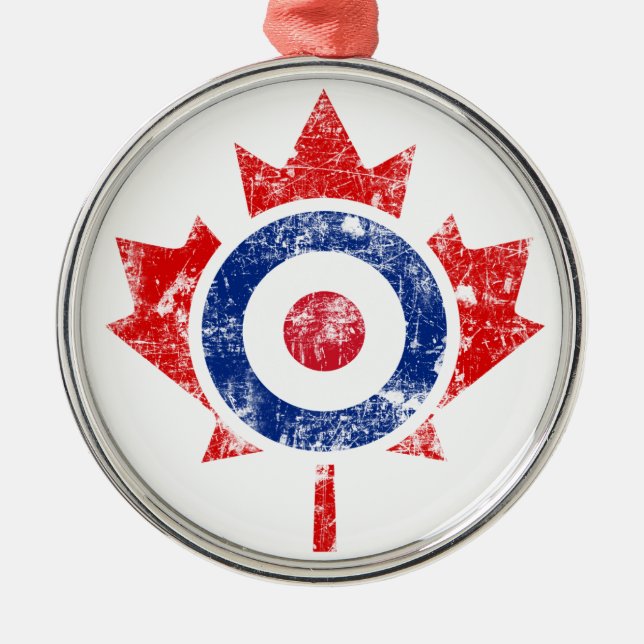 Roundel Canada Curling Hockey Target Grunge Ice Metal Tree Decoration (Front)