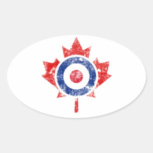 Roundel Canada Curling Hockey Target Grunge Ice Oval Sticker