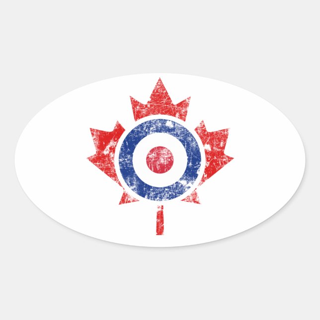 Roundel Canada Curling Hockey Target Grunge Ice Oval Sticker (Front)