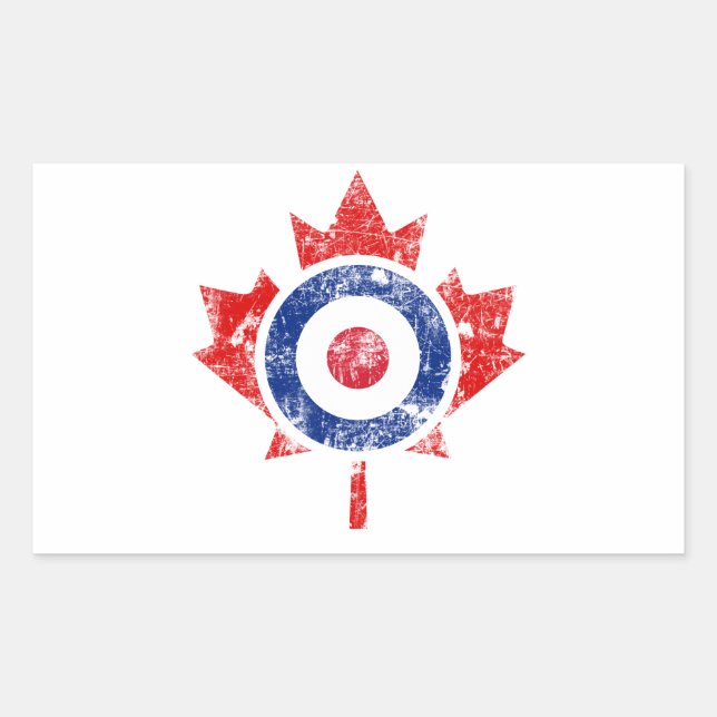 Roundel Canada Curling Hockey Target Grunge Ice Rectangular Sticker (Front)
