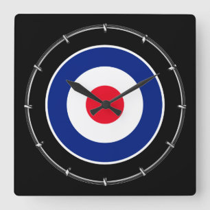 Roundel Classic Target Graphic Square Wall Clock
