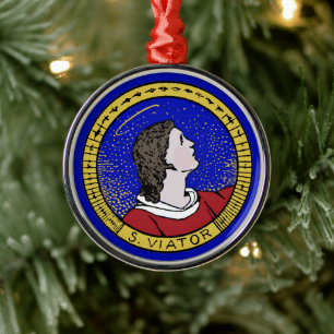 Roundel of St Viator of Lyon the Catechist (LD 01) Metal Tree Decoration