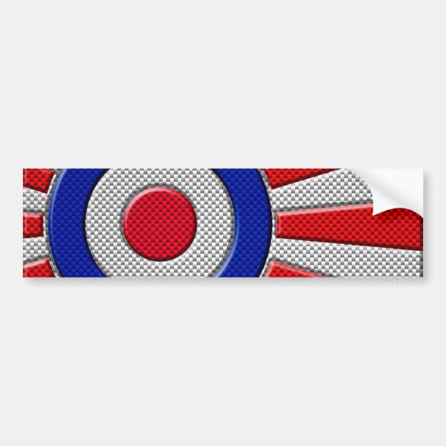Roundel Sunburst Design Carbon Fiber Style Decor Bumper Sticker (Front)