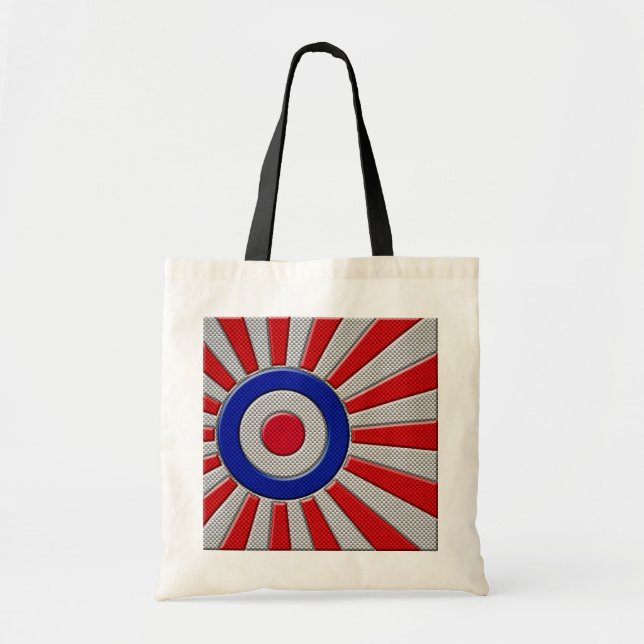 Roundel Sunburst Design Carbon Fibre Style Decor Tote Bag (Front)