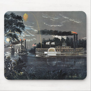 Rounding a Bend on the Mississippi Steamboat Mouse Mat