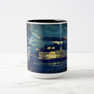 "Rounding a Bend" on the Mississippi:  Two-Tone Coffee Mug
