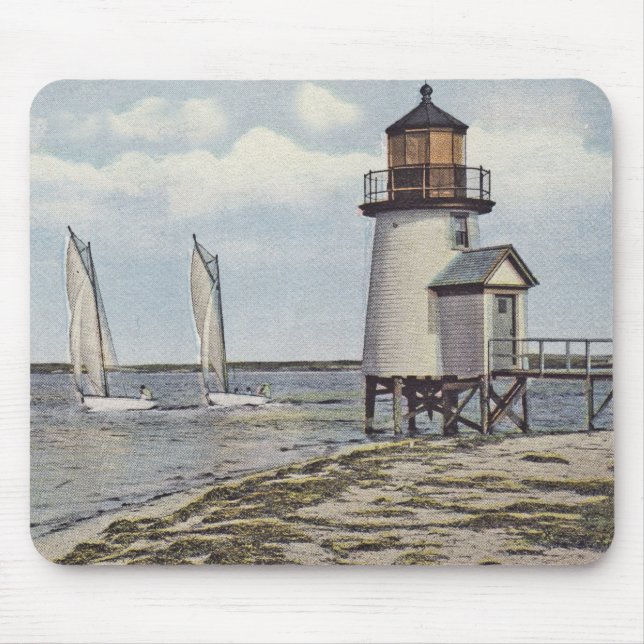 Rounding Brant Point Lighthouse Nantucket Mouse Mat (Front)