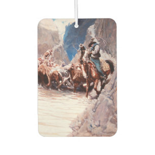 Rounding Up Western Art by NC Wyeth Car Air Freshener