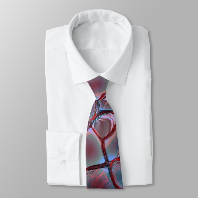 Roundish shapes in burnt cyan and ember orange     tie (Tied)