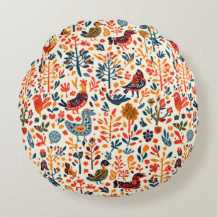 RoundThrow Pillow Tribal Folk Decorative Cushion