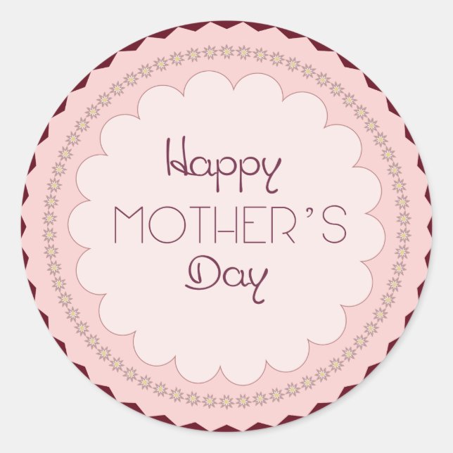 Roundtrack "mother's day" hashtag modern classic round sticker (Front)