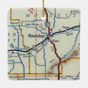 Roundup Montana Vintage Map Ceramic Ornament