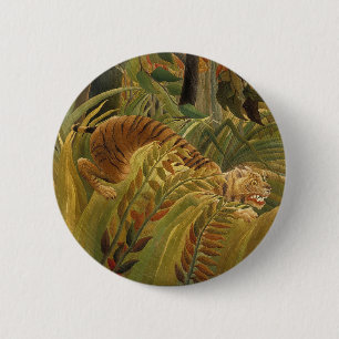 Rousseau Jungle Tropical Tiger Art 6 Cm Round Badge