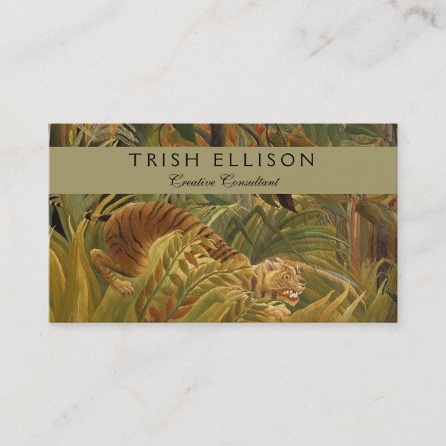 Rousseau Jungle Tropical Tiger Art Business Card (Front)