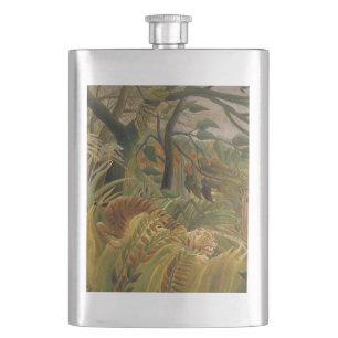 Rousseau Jungle Tropical Tiger Art Hip Flask