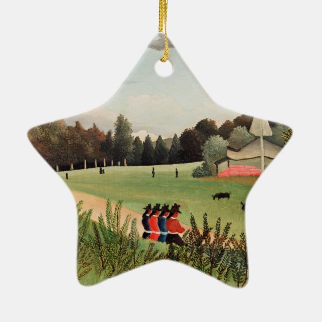 Rousseau - Landscape and Four Young Girls Ceramic Tree Decoration (Back)