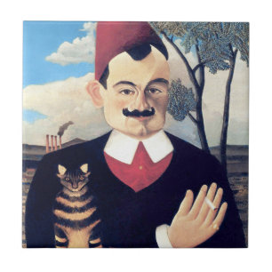 Rousseau - Portrait of Pierre Loti Man with Cat Tile